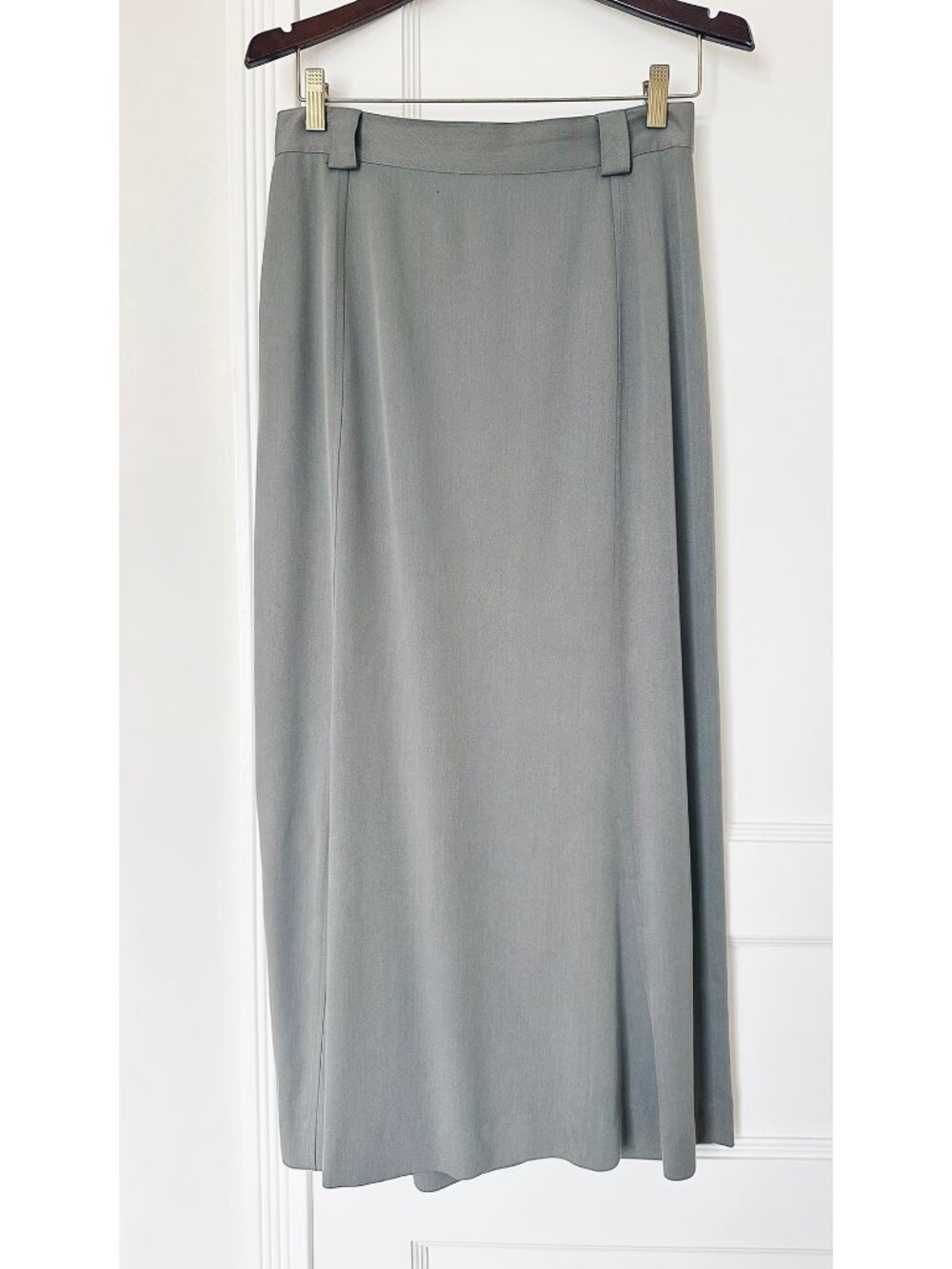 Banana Republic Vintage 90s Long Skirt Sage Green Made in Italy Size 10 Waist 28